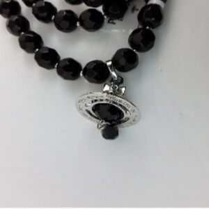 Vivienne Westwood Black Triple pearl choker necklace